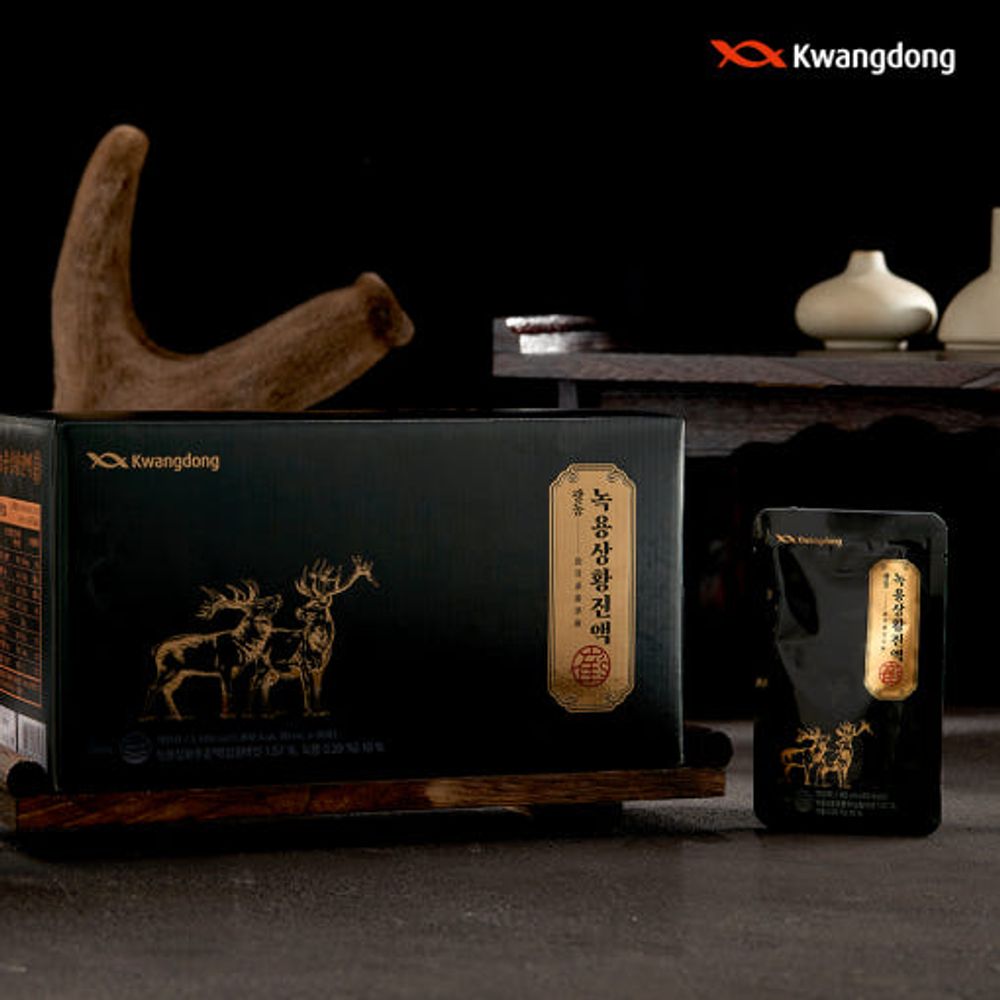 Kwangdong Premium Deer Antler & Phellinus Linteus Herbal Tonic, 30 Pouches — SAT Grade Antler with Red Ginseng, Angelica & 15 Traditional Herbs _ Made in KOREA